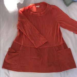 Orange Sweater with Pocket Detail